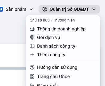 Menu tài khoản