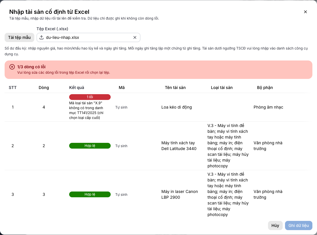 Kiểm tra tệp Excel trước khi ghi